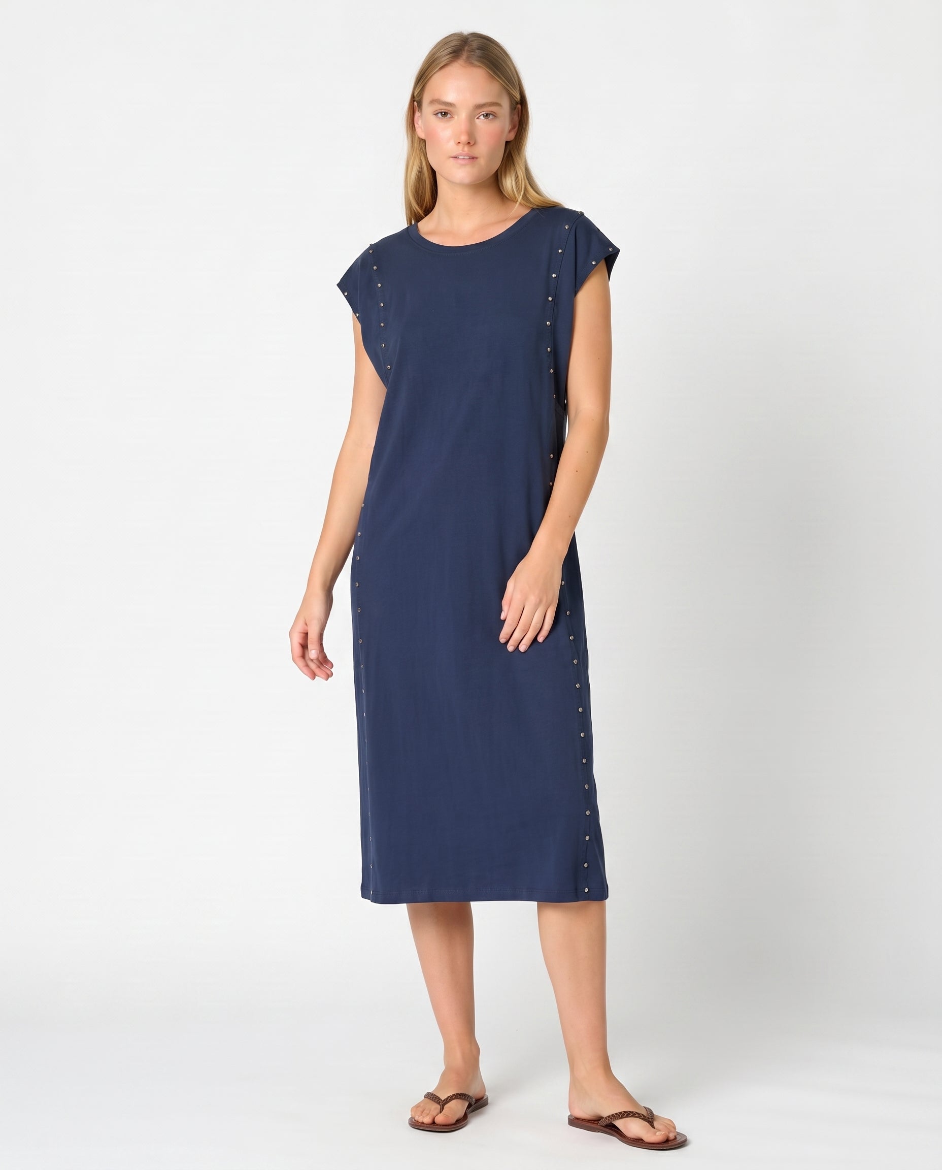 Vestido algodón tachuela azul — Modas Carrusel