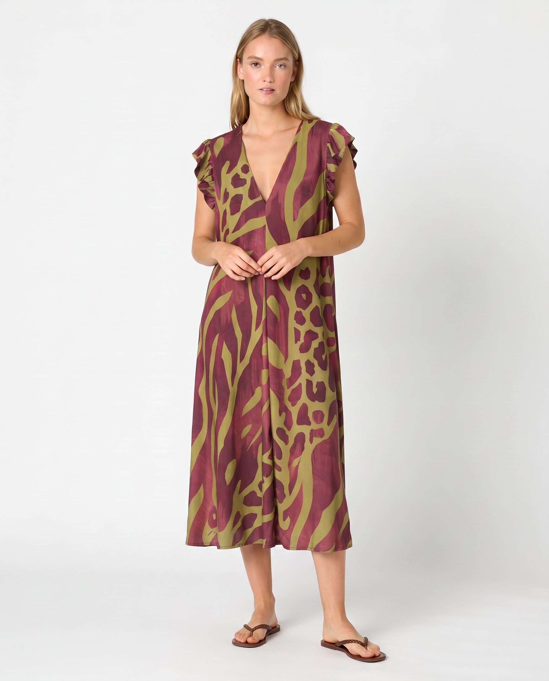 Vestido estampado camel — Modas Carrusel