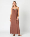 Vestido con pedrería cobre — Modas Carrusel