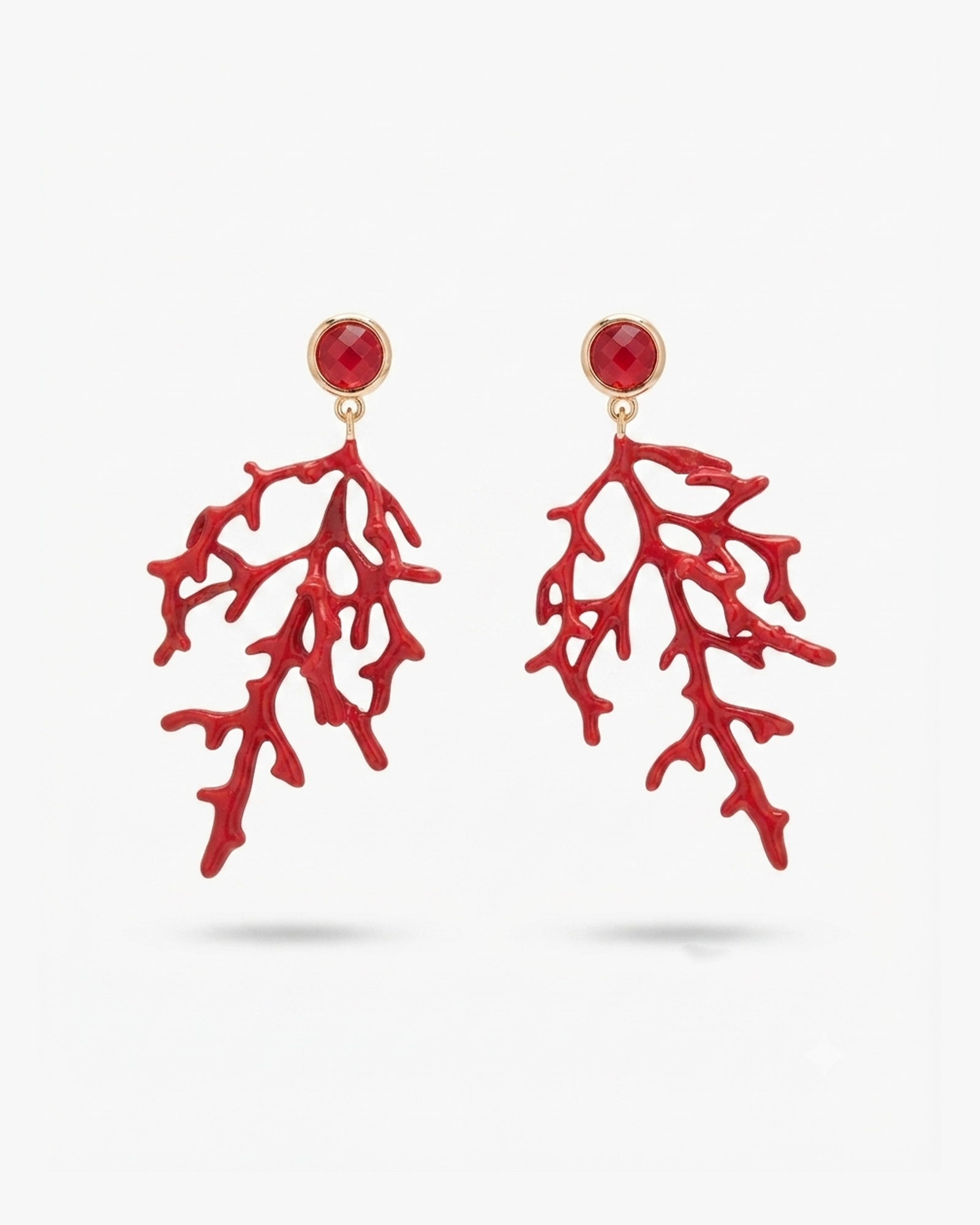Pendientes de acero coral rojo