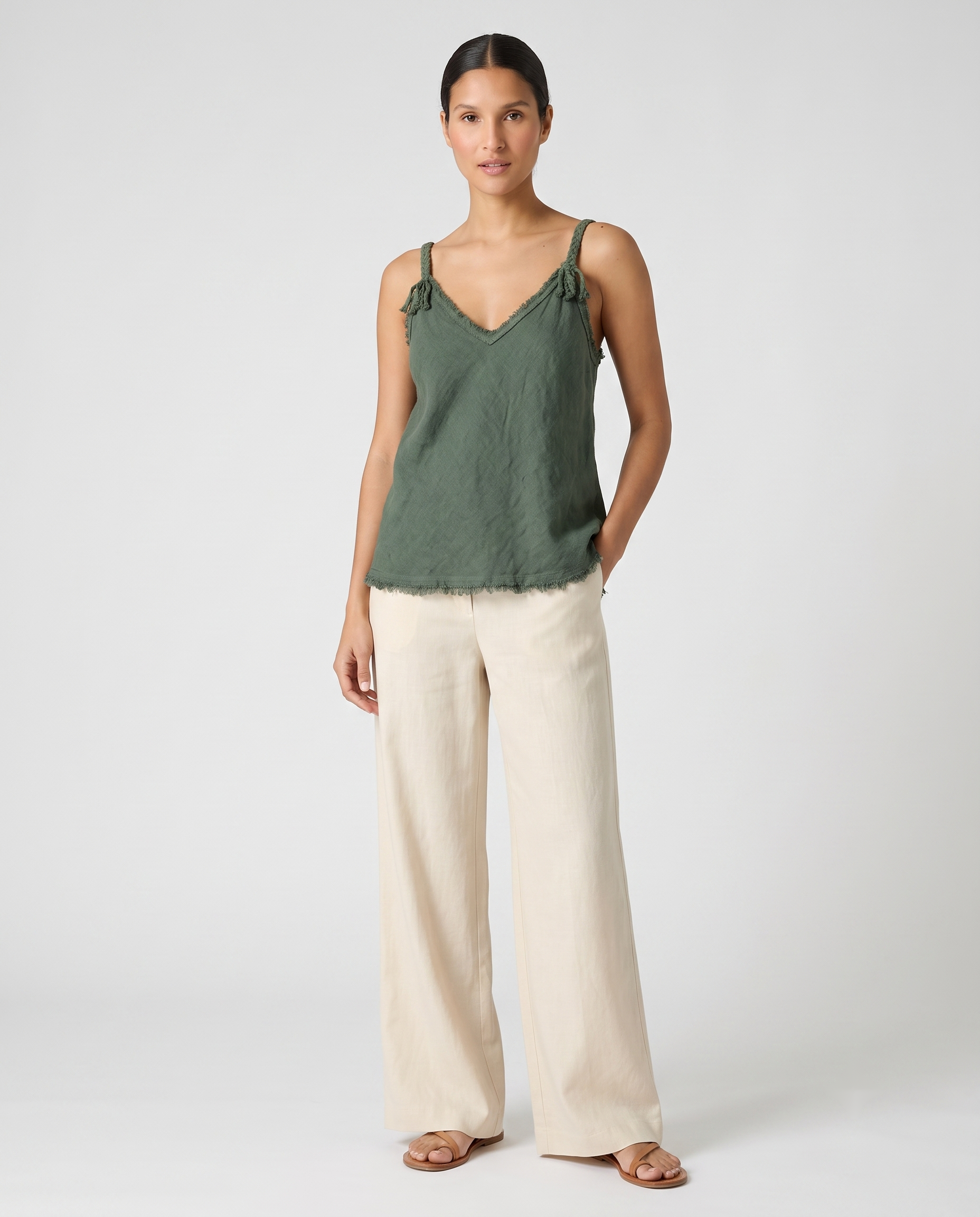 Top lino verde