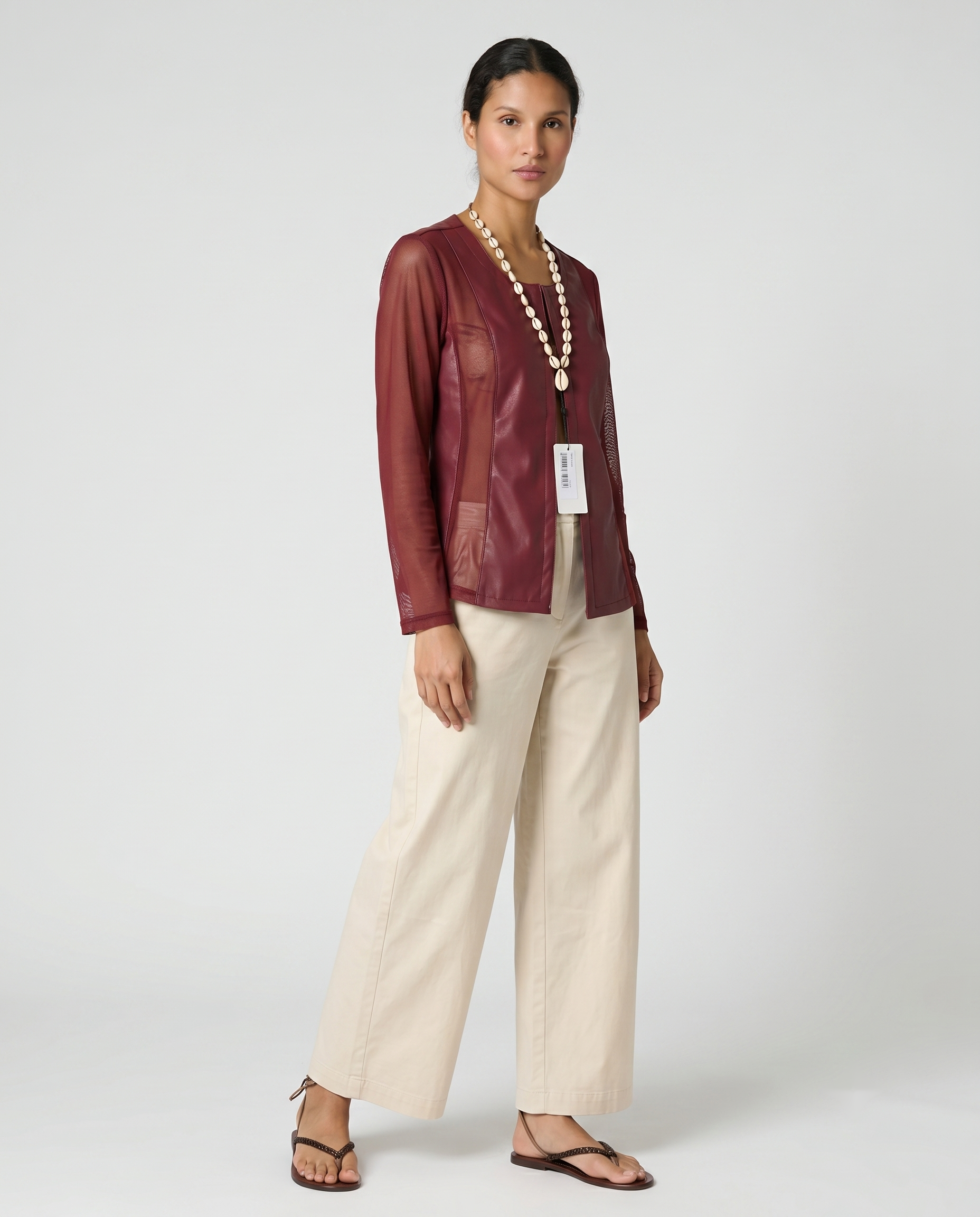 Chaqueta efecto piel burdeos
