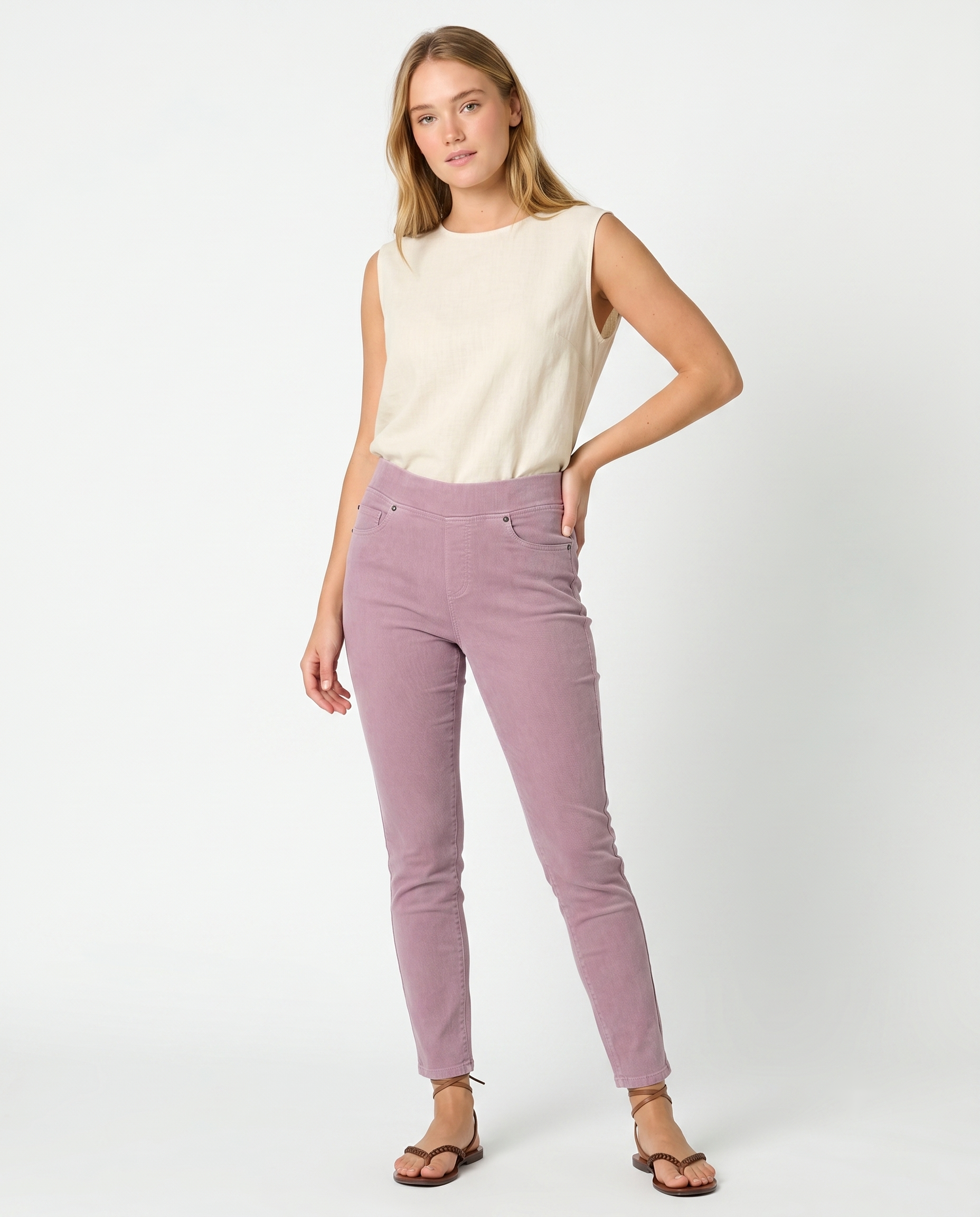 Pantalón pitillo malva