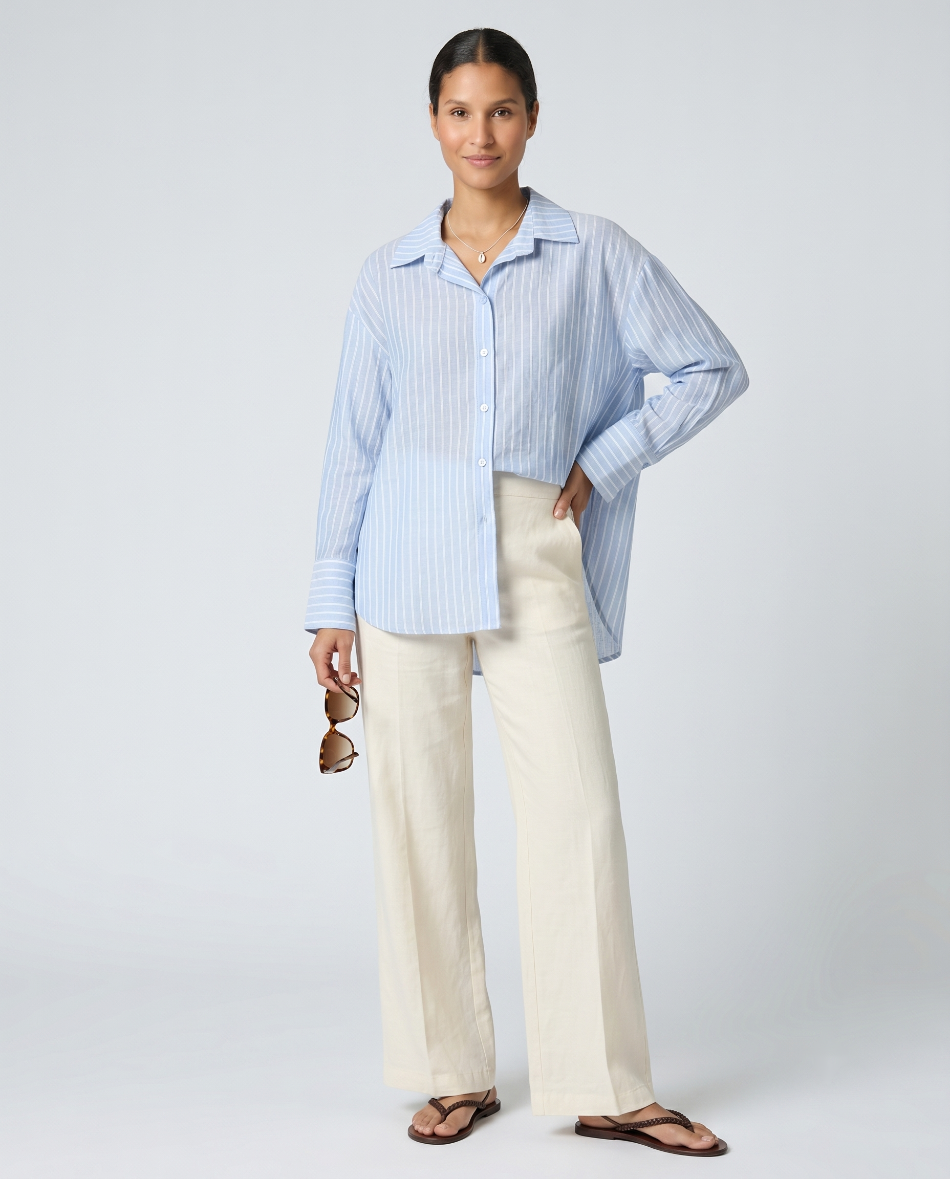 Camisa de rayas celeste