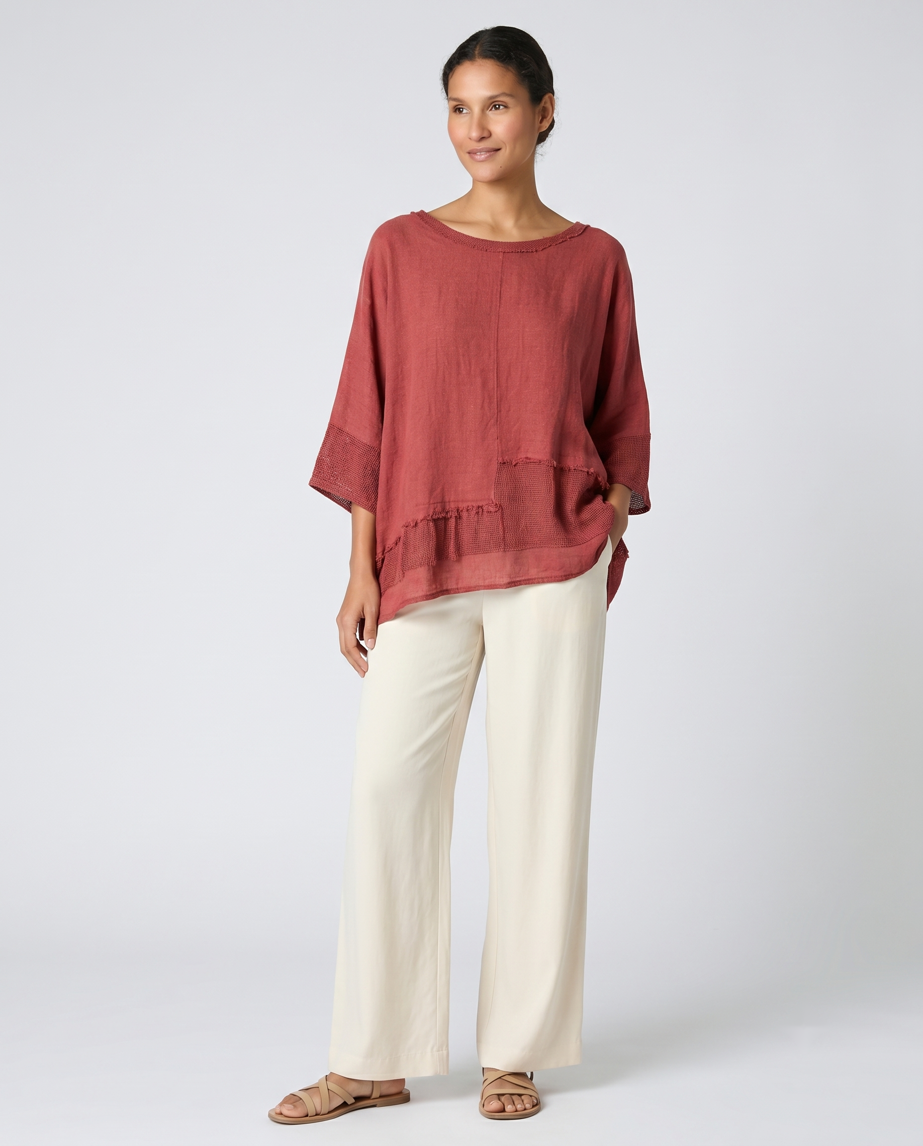 Blusa amplia teja
