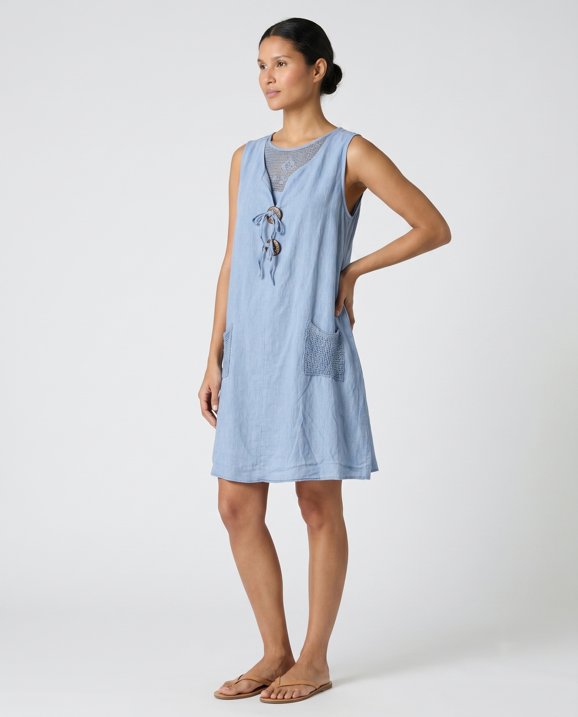 Vestido corto azul cielo