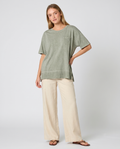 Blusa de lino verde oliva