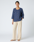 Camisa de lino azul marino
