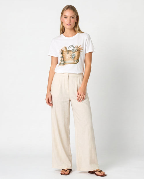 Camiseta blanca cesta de flores — Modas Carrusel
