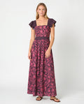 Vestido largo berenjena y fucsia — Modas Carrusel