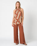 Conjunto top drapeado y pantalón teja — Modas Carrusel